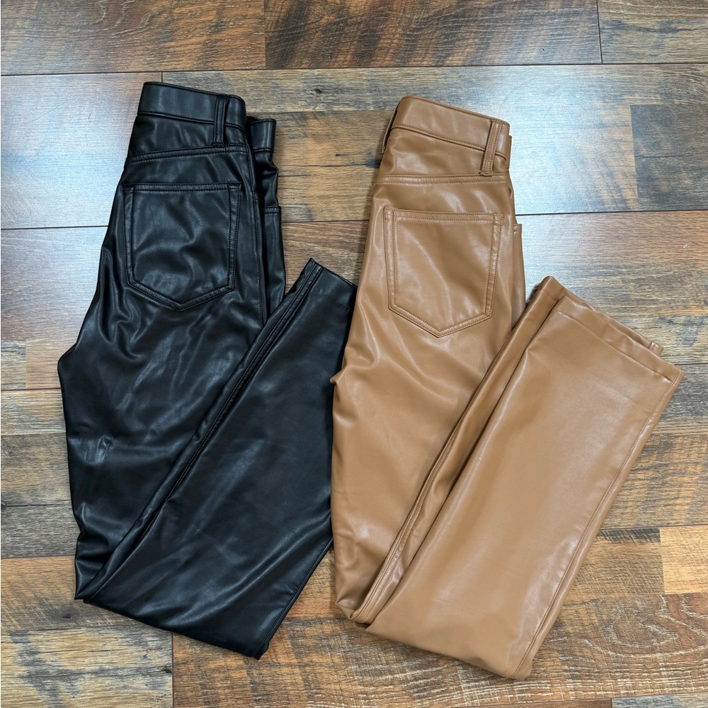 Abercrombie & Fitch Bundle- Vegan Leather Straight Leg Pants - Black & Tan